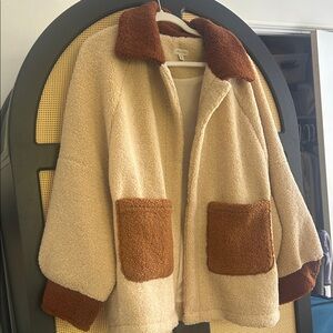 Pilcro Cream and Brown Teddy Jacket